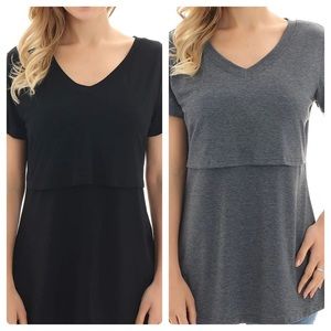 Nursing T-Shirts (2 Pack - Black & Grey)